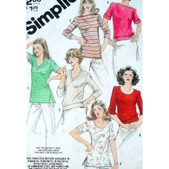 Simplicity 5133 Pattern Top Miss 6-10 Uncut Vintage Stretch Pullover Knit - Picture 1 of 7